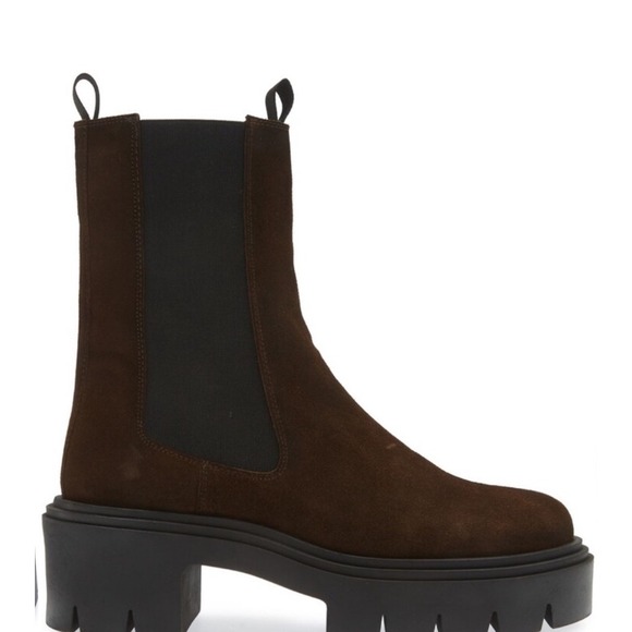 Steve Madden Wisteria Brown Suede Leather Lug Chelsea Ankle Boots Size 10 NWT - Picture 1 of 10